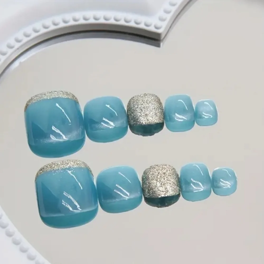 24 Pieces Fake Toe Press On Nails